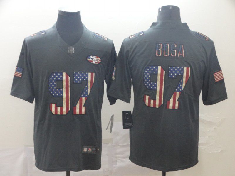 Men San Francisco 49ers #97 Bosa Carbon Black Retro USA flag Nike NFL Jerseys